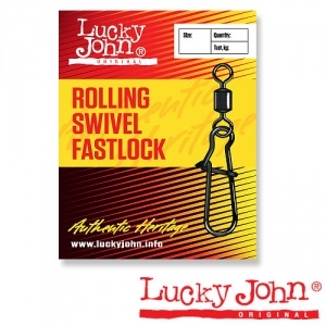 Вертлюги c застежкой Lucky John Rolling And Fastlock 012 10шт.