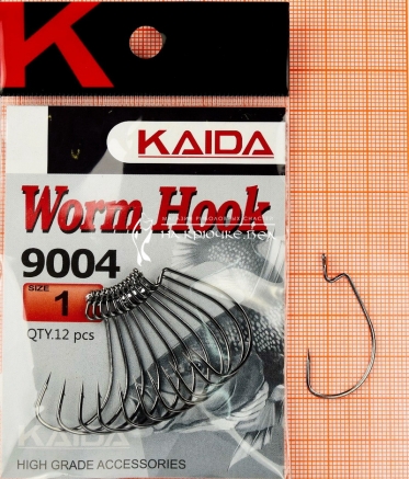Крючки офсетные Kaida Worm Hook 9004 (1/0)