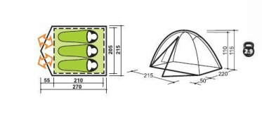 Палатка Canadian Camper Jet 3 AL (цвет green)