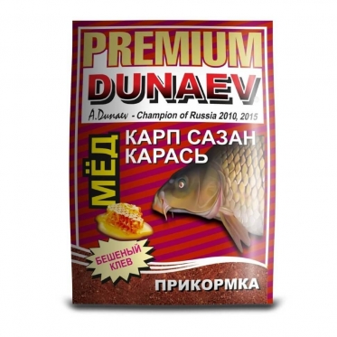 Прикормка Dunaev Premium 1кг Карп-Сазан Мед красная