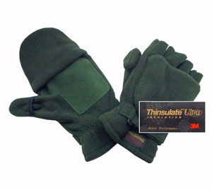 Перчатки с открыв. пальцами с утеплителем Thinsulate зелёные