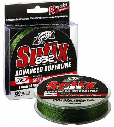 Шнур Sufix 832 Braid Lo Vis Green 135 м