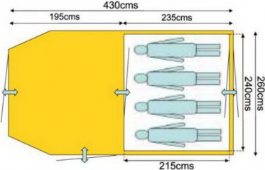 Палатка Campus Faro 4 (цвет stone beige 909/graphite 711/yellow 409)