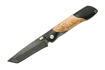 Складной нож Kunashir (дамаск, карелка)